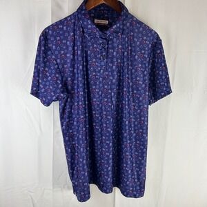 Fore Fathers Mens Large Purple Novelty Print Performance Golf Polo Shirt